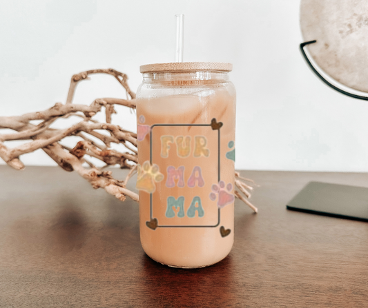 16oz Fur Mama Glass Can